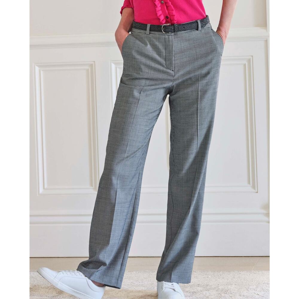 NWT PURE Collection High Waist Wide Leg Trousers Black White Houndstooth‎ 16